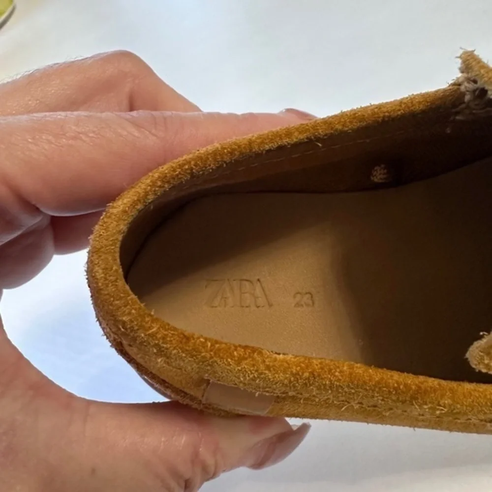 Zara Suede Slip On Loafers Tan Kids Shoes 23 EU